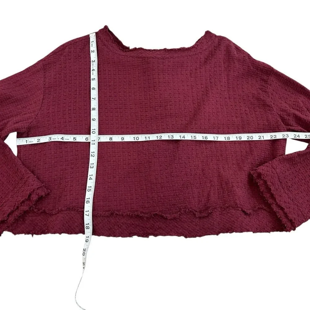 Free People Walking in Hueco Back Tie Burgundy Long Sleeve Top size xsmall